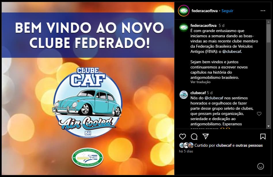 Imagem aérea de vários carros VW aircooled parados no evento primeiro encontro do CAF